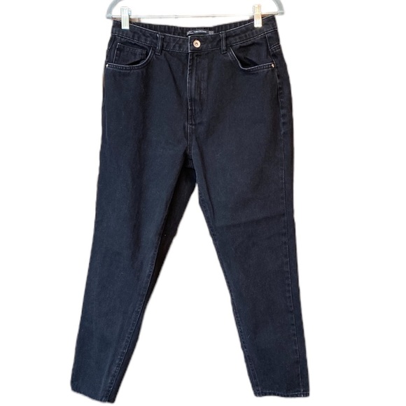 Zara Trafaluc Denimwear Mom Rigid High Rise Black Jeans Size 8 - Picture 3 of 9